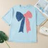 Beau Blue Plus Size Patriotic Bow Patchwork Graphic T-Shirt