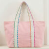 White Colorful Ricrac Detail Canvas Tote Bag