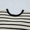 Black Stripe Bow Applique Short Sleeve Sweater
