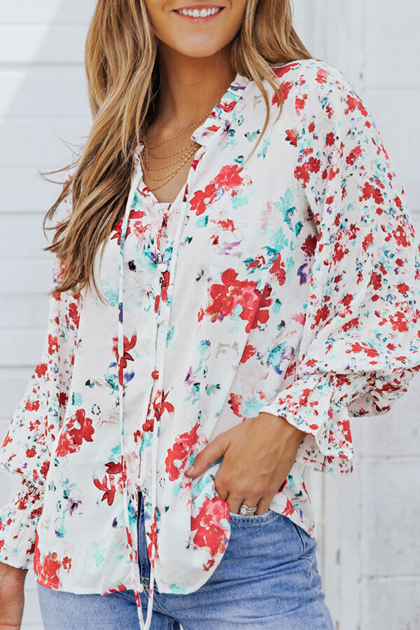 Blue Cakewalk Floral Smocked Blouse