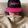 Rose Red Godspeed Letter Embroidered Color Block Cap
