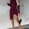 New hot stamping fashionable long sleeved dress casual party high neck dress