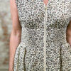 Beige Leopard Zip Front V Neck Cinched Waist Sleeveless Maxi Dress