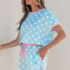 Pink Polka Dot Contrast Edge Casual Short Set