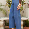 Ashleigh Blue Solid Color High Waist Straight Leg Jeans
