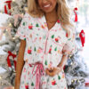 White Christmas Spirits Shirt Style 2pcs Short Pajama Set