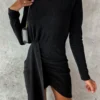 New hot stamping fashionable long sleeved dress casual party high neck dress