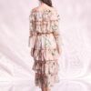 Pink Lily Flower Printed Layered Midi Dress