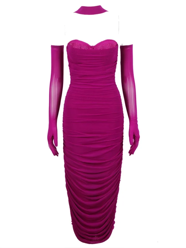 Mesh splicing bandage and suspender fashionable women's dress