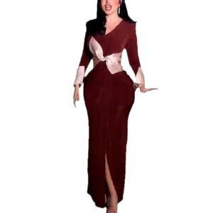 Sexy bow side slit mid length formal dress
