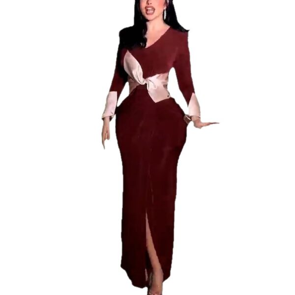 Sexy bow side slit mid length formal dress