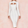 Long Sleeve Hollow Out Club Evening Party Midi Dress