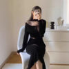 Elegant Lace Sexy Formal Black Dress