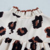 Khaki Leopard Printed Ruffle Sleeve Summer Blouse