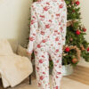 White Christmas Pattern Long Sleeve Shirt and Pants Pajama Set