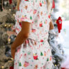 White Christmas Spirits Shirt Style 2pcs Short Pajama Set
