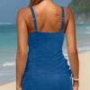 Sky Blue Ribbed Knit Crossed Detail Tank Skort 2pcs Swimsuit