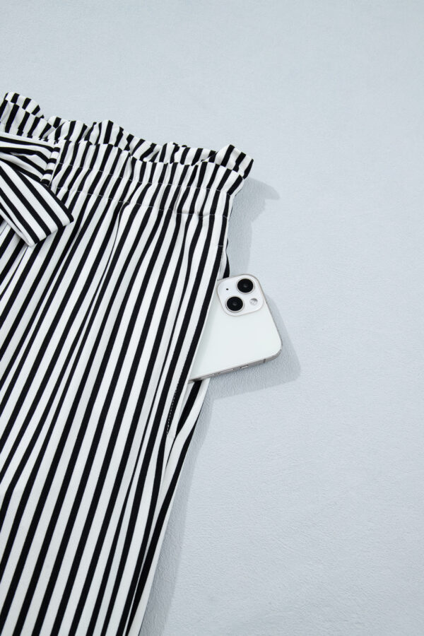 Black Stripe Plus Size Loose Straight Casual Pants