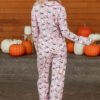 Pink Halloween Eve Haunted Honey Bat Print Pajama Set
