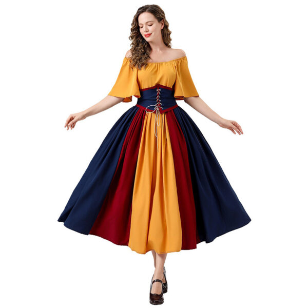 567616385 Patchwork Flutter Sleeves Princess Style Formal Gown Puffy Dress