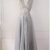 Striped High Waist Party Evening Dress