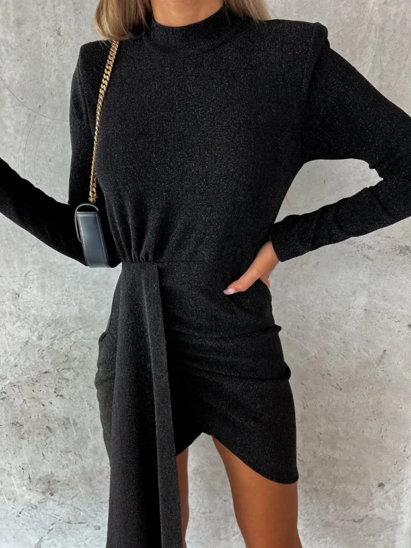 New hot stamping fashionable long sleeved dress casual party high neck dress