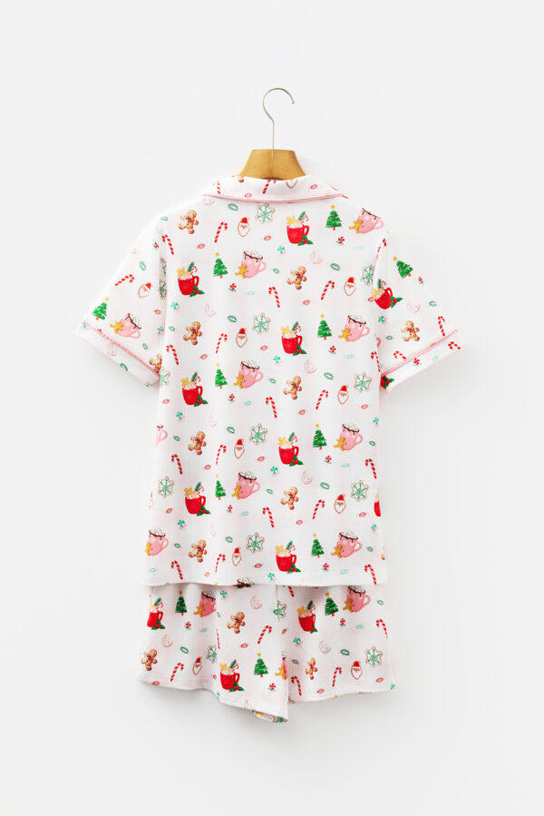 White Christmas Spirits Shirt Style 2pcs Short Pajama Set