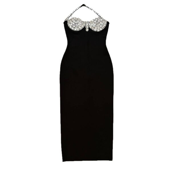 European and American sexy neck hanging bandage dress