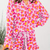 101729247-53b04b053786eaaf.jpg Pink Leopard Print Long Sleeve Shirt and Shorts Pajama Set