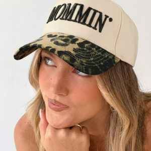 Black MOMMIN Embroidered Leopard Contrast Brim Baseball Cap