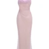 Sequins Backless Beaded Mesh Long Dress Slim Fit Celebrity Evening Party Gowns