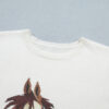 White Wild West Horse Head Printed Short Sleeve Sweater
