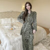 Zebra Thin Open Front Home Wear Outerwear Loungewear Set