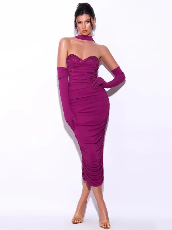 Mesh splicing bandage and suspender fashionable women's dress