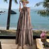 Women's Striped Dresses Summer Party Club A-line Dress Elegant Female Vintage  Off Shoulder One Piece Dress Clothes