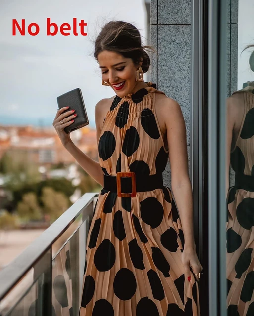 Women's Polka Dot Dress Summer  Woman Dress New Pleated Elegant Sleeveless Party A-line Dresses