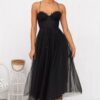 Elegant and sexy suspender mesh party evening dress
