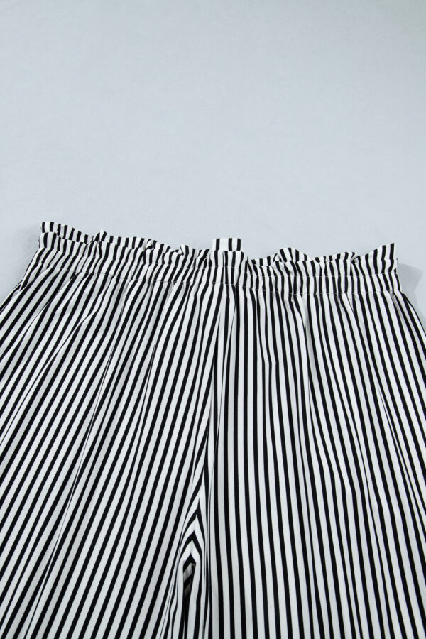 Black Stripe Plus Size Loose Straight Casual Pants