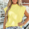 Orange Solid Color High Neck Cap Sleeve Loose Top
