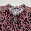 Brown Leaf Print Lace-up V Neck Crinckled Tank Top