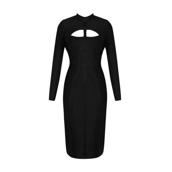 Long Sleeve Hollow Out Club Evening Party Midi Dress