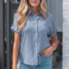 Khaki Dotted Print Cuffed Short Sleeve Shirt