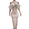 Luxury One-Shoulder Halter Neck Rhinestone Bowknot Fitted Bandage Dress