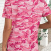 Pink Camouflage Print Crew Neck T Shirt