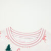 Pink Bow Christmas Tree Print Contrast Striped Banding 2pcs Lounge Set