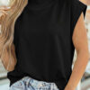 Orange Solid Color High Neck Cap Sleeve Loose Top