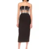 571136397 Knitted black strapless beaded evening dress with bandages and backless dress