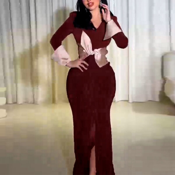 Sexy bow side slit mid length formal dress