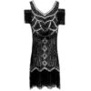 571134958 Gatsby Vintage Evening Dress 1920s Theme Party Sequin Fringe Dress