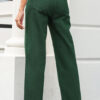Green Crossed Waist Raw Hem Shift Jeans
